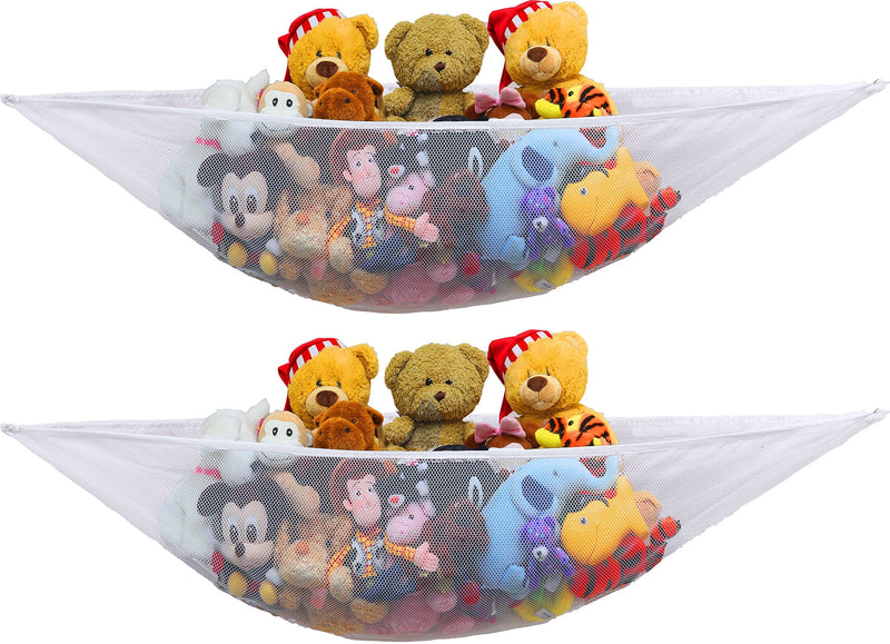 [Australia] - Simple Houseware 2 PK - Stuffed Animals Jumbo Toy Storage Hammock, White 