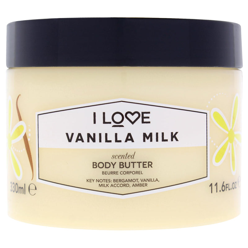 I Love Vanilla Milk Scented Body Butter - Hydrating Body Butter for Dry Skin - Vitamin E and Aloe Vera - Shea Butter and Coconut Oil - 10.1 oz