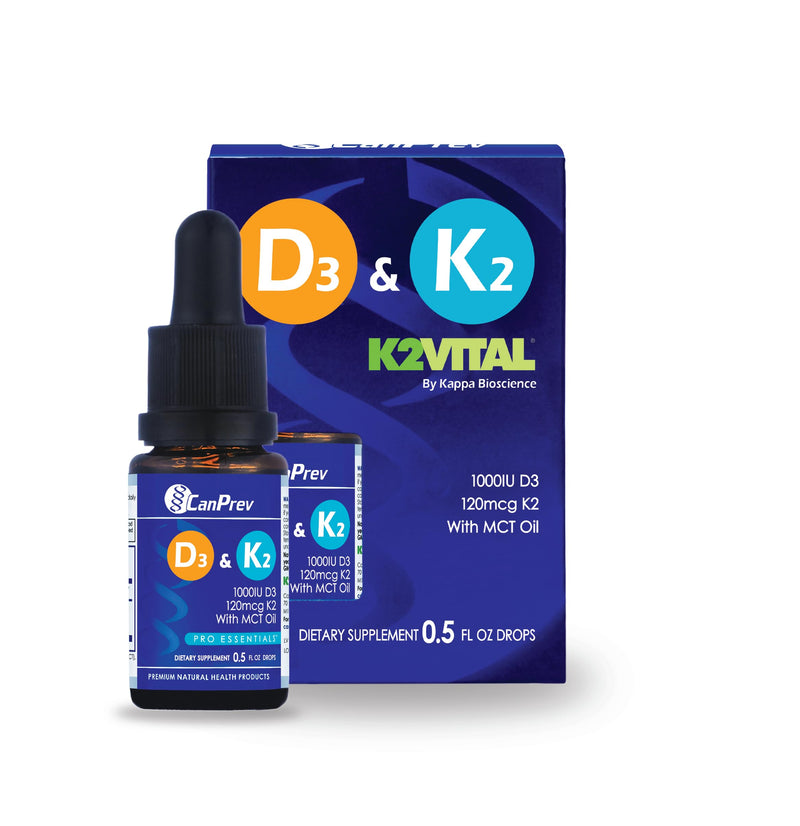 CanPrev Vitamin D3 K2 Liquid Drops, 1000 IU D3, 30mcg MK-7, 15ml | K2VITAL MK-7, MCT Oil Base, Supports Bones, Teeth and Immune Function, 450 Drops, No Pills, Unflavored, Gluten-Free