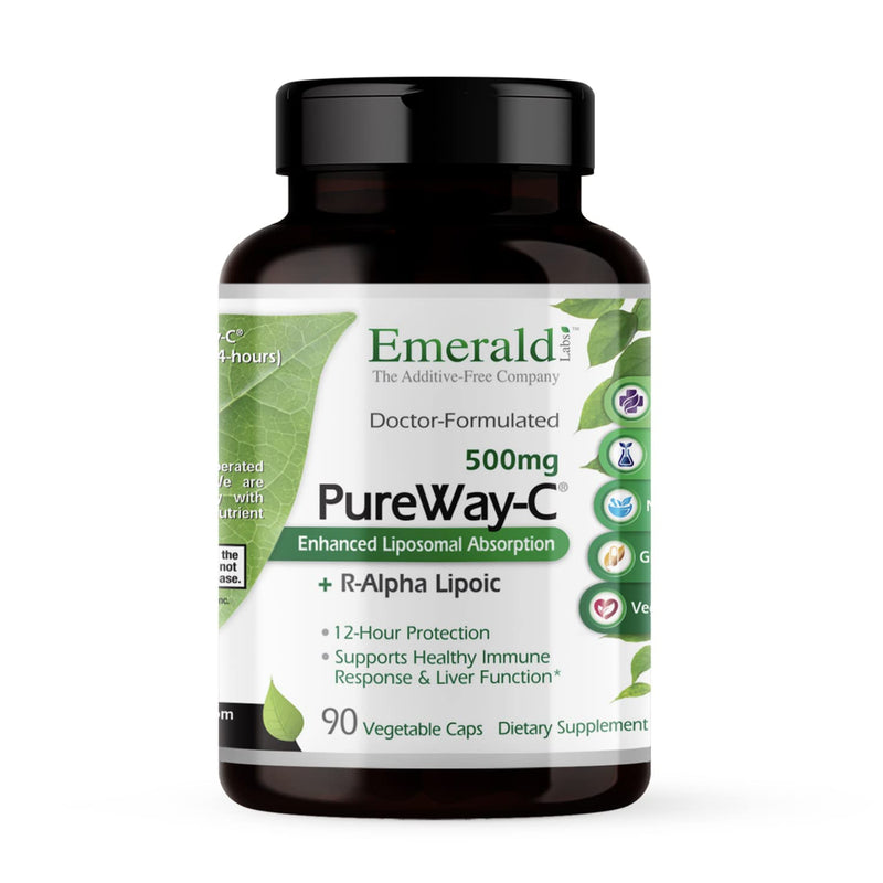 [Australia] - EMERALD LABS PureWay-C - Liver & Immune Support Supplement with R-Alpha Lipoic Acid* - Fast-Absorbing Vitamin C - 90 Vegetable Capsules (45-Day Supply) 