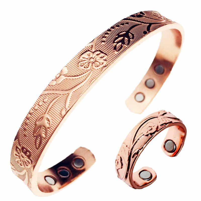 [Australia] - LONGRN-Pure Copper Magnetic Ring & Bracelet Adjustable Size for Women 