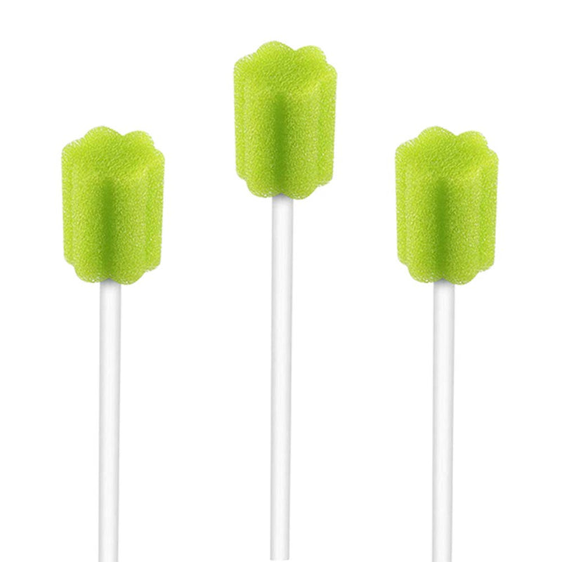 [Australia] - Wellgler's Disposable Care Oral Swabs, Sterile Sponge Mouth Swabs (100pcs, Green) Plum Shape Green 100 