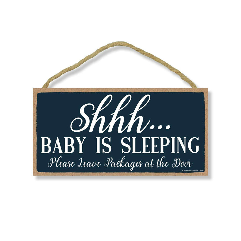 [Australia] - Honey Dew Gifts Door Signs, Shhh Baby is Sleeping Please Leave Packages at The Door 5 inch by 10 inch Hanging Baby Sleeping Sign for Front Door, 75526 