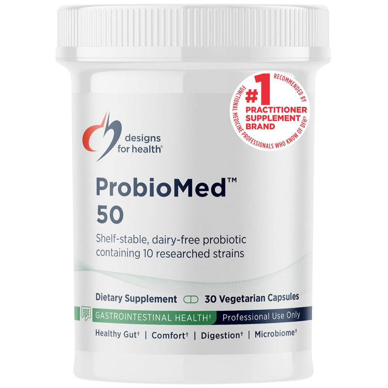 Designs for Health ProbioMed 50 - Probiotics for Digestive Health - 10 Strains with Lactobacillus acidophilus Probiotic + Lactobacillus rhamnosus - Gut Health + Immune Support Supplement (30 Caps)