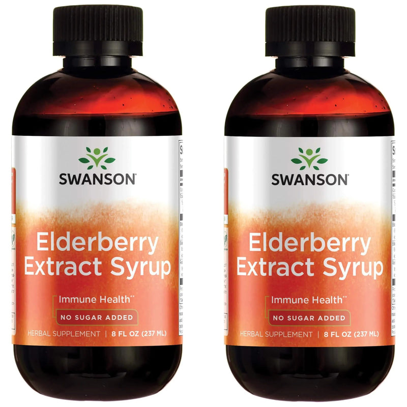 Swanson Elderberry Extract Syrup, No Sugar Added, 8 fl oz, 2 Pack | Time-Honored Herbalist Tradition for Immune Support, Promotes Everyday Health and Seasonal Wellness, Vegetarian