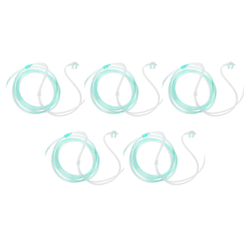 [Australia] - Dealmed Adult Standard Nasal Cannula – Straight with 7 ft (2.1m), Soft Green, Cannula Nasal Tubing for Oxygen, Highly Visible, Kink Resistant, Lightweight Tubing (5 Pack) 5 