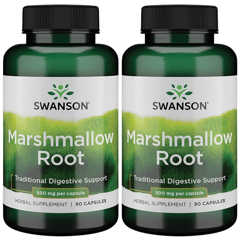 [Australia] - Swanson Marshmallow Root Healthy Supports Respiratory Function Digestive Support 500 Milligrams 90 Capsules (2 Pack) 