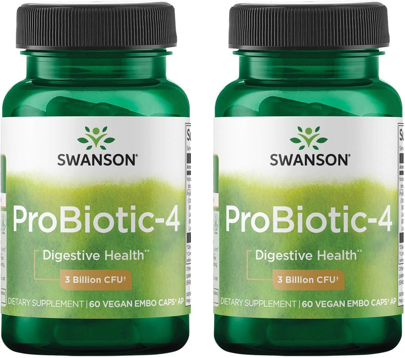 Swanson Probiotic-4 3 Billion Cfu 60 Veg Caps (2 Pack) 60 Count (Pack of 2)