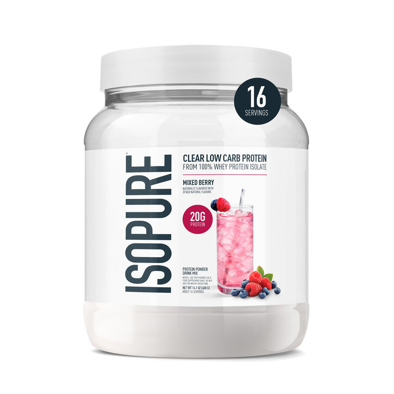 [Australia] - Isopure Clear Whey Isolate Protein Powder, Lactose Free, Gluten Free, Naturally Flavored, Mixed Berry, 20g Protein Per Serving, 14.1 Oz, 16 Servings (Packaging May Vary) 16 Servings (Pack of 1) 
