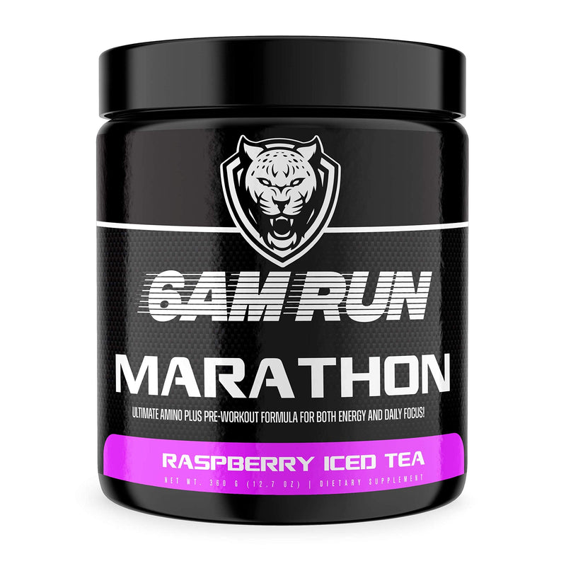[Australia] - 6AM Run Marathon - Pre Workout Powder for Distance Running & Essential Amino Energy - No Jitters, High Energy for Cardio & Stamina Formula - All Natural, Keto, Vegan (Raspberry Iced Tea, Full Bottle) Raspberry Iced Tea 12.7 Ounce (Pack of 1) 