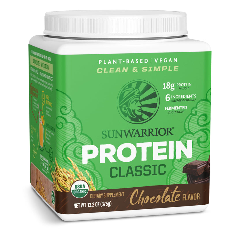[Australia] - Brown Rice Protein Powder with Bcaa & Amino Acids Raw Rice Protein Shake Gluten Free Low Carb Dairy Free | Plant Based Classic Sprouted Brown Rice Protein Powder Chocolate 375g by Sunwarrior 