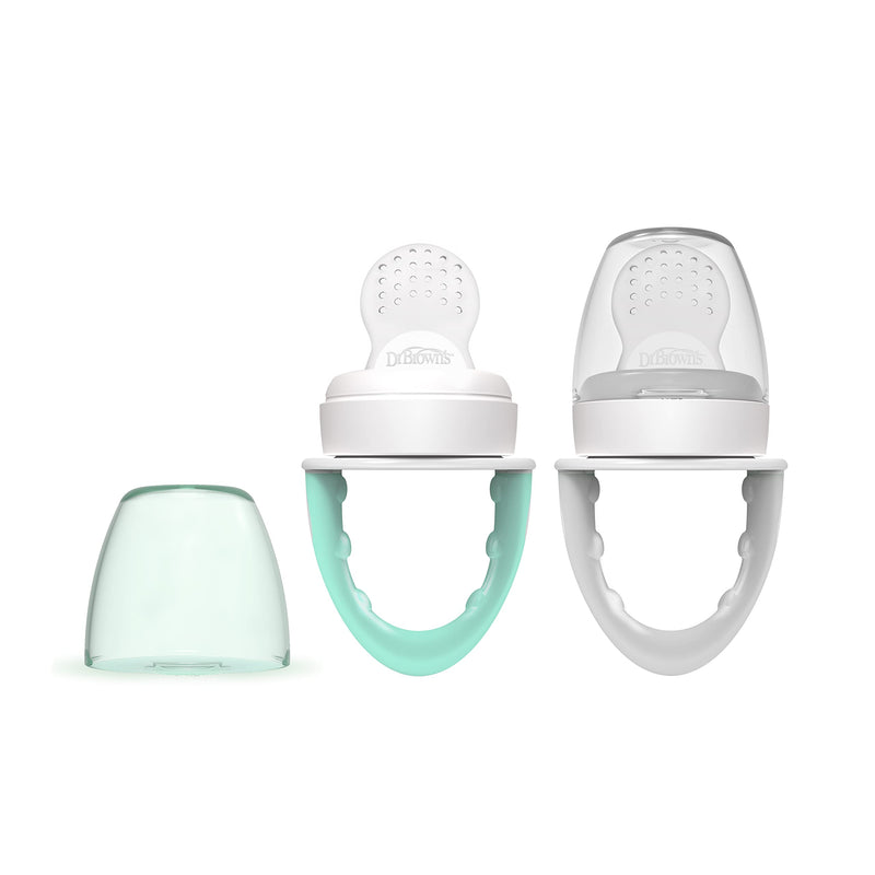 [Australia] - Dr. Brown's Fresh First Silicone Feeder, Mint & Grey, 2 Count 2 Pack, Mint & Gray 