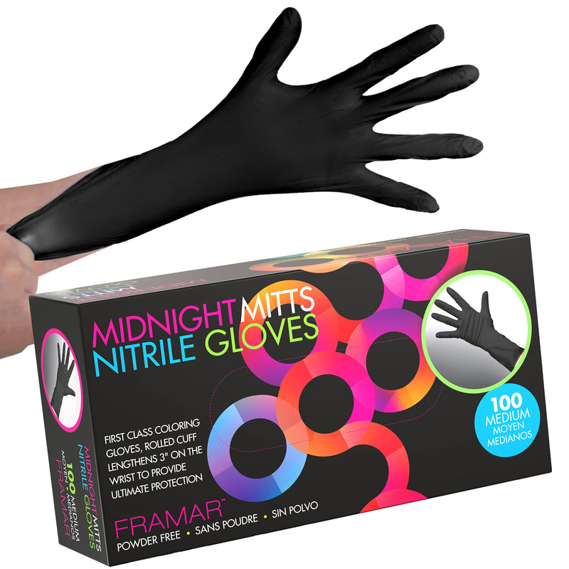 [Australia] - FRAMAR Powder Free Nitrile Gloves – 12 INCH Black Gloves Disposable Latex Free, Non Latex Gloves, Nitrile Gloves Medium Latex Free Gloves Medium, Guantes Desechables Medium Nitrile Gloves Medium (Pack of 100) 