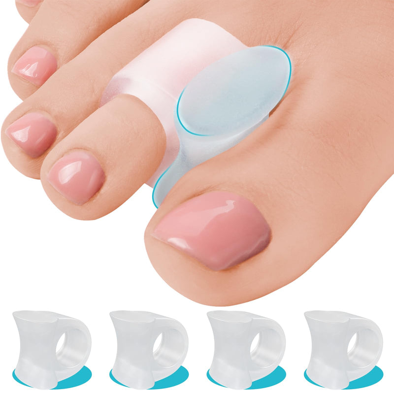 [Australia] - 5 STARS UNITED Toe Spacers for Men and Women – 4 Gel Toe Separators for Curled and Overlapping Toes, Bunions, Hammer Toe Straightener, Big and Second Toe Spreader - Clear Big 4 Pack Clear 
