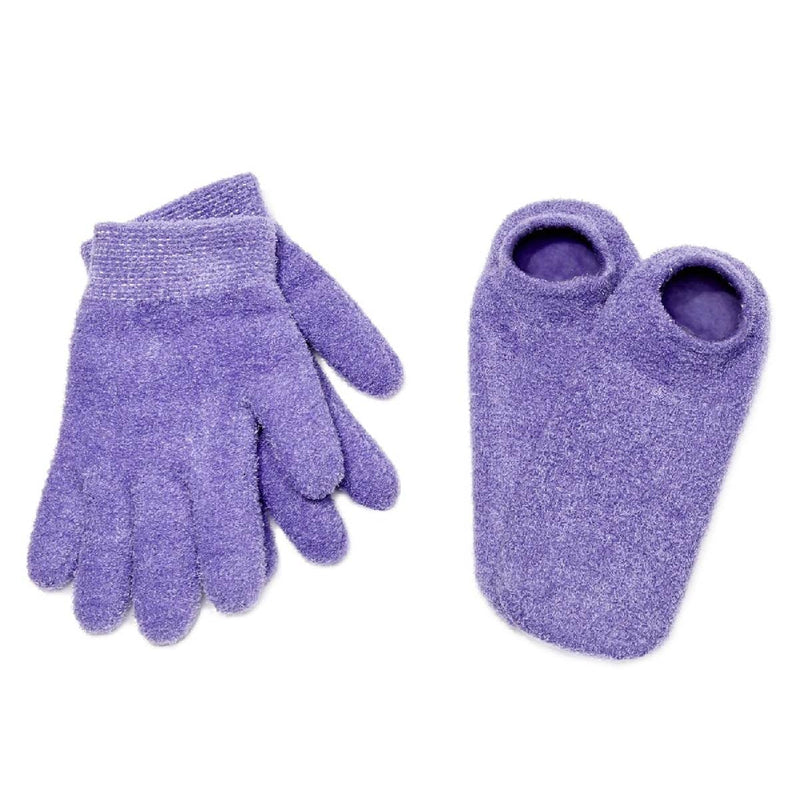 [Australia] - NatraCure Moisturizing Gel Booties and Gloves Set - (for Dry Skin, Dry Hands, feet, Cracked Heels, cuticles, Rough Skin, Dead Skin, use with Your Favorite lotions) - 155/175-LAV/RET - Color: Lavender Sock and Glove Set - Lav 
