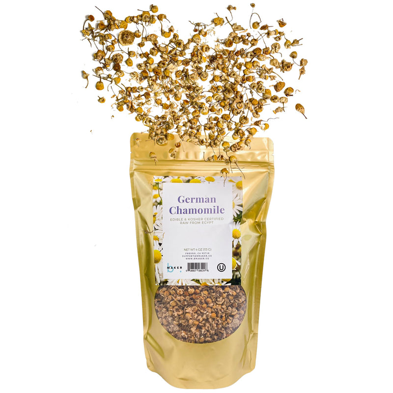 [Australia] - bMAKER Dried Chamomile Flowers (4oz) - Bulk Bag - Kosher Certified Chamomile for Relaxation, Dried Flowers for Soap Making, Lotion, Shampoo, Loose Leaf Chamomile Tea 