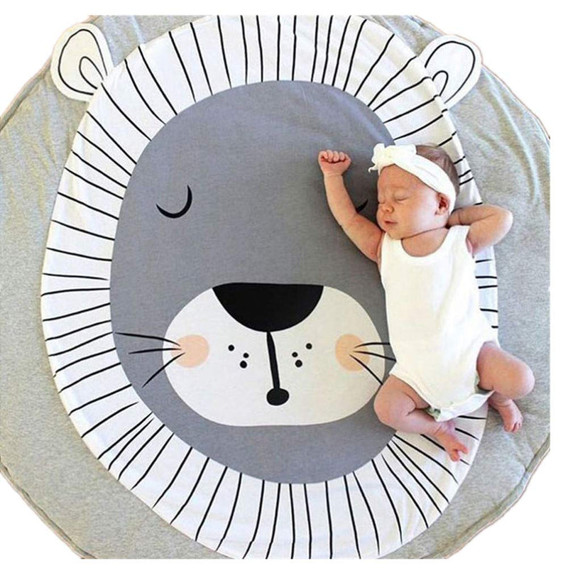 [Australia] - ABREEZE Cute Lion Shaped Rug Kids Nursery Rug Play Mat Round Carpet Cartoon Lion Design Home Room Decor Crawling Area Rug Washable Animal Rug 35X37 inches 