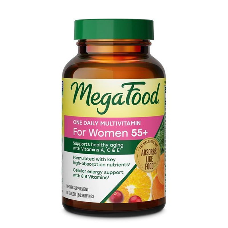 MegaFood One Daily Multivitamin for Women 55+ with 19 Nutrients, 60 Tablets | Supports Healthy Aging with Vitamin C, A, E, Cellular Energy Support with B Vitamins, D3 & Zinc, Vegetarian, 60 Servings 60 Count (Pack of 1)