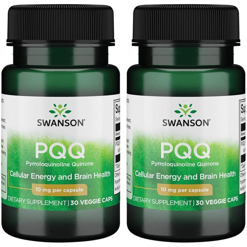 Swanson Pqq Pyrroloquinoline Quinone 10 mg, 30 Vegan Capsules, 2 Pack | A B-Vitamin-Like Nutrient Found in Foods and High-Energy Organs Like the Brain and Heart; Promotes Mitochondrial Function 30 Vegan Caps (2 Pack)