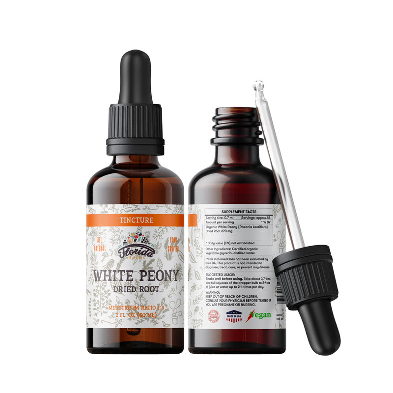 [Australia] - White Peony Tincture, Organic White Peony Extract (Paeonia Lactiflora) Root, Non-GMO in Cold-Pressed Organic Vegetable Glycerin 2 oz, 670 mg 2 Fl Oz (Pack of 1) 