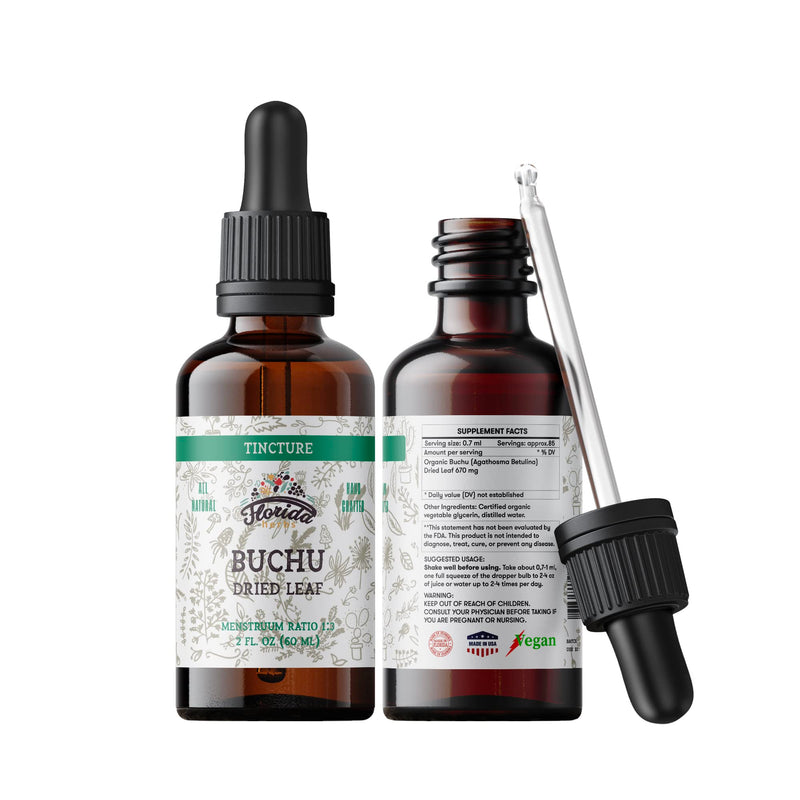 [Australia] - Buchu Tincture, Organic Buchu Extract (Agathosma Betulina) Dried Leaf Health Supplement, Non-GMO in Cold-Pressed Organic Vegetable Glycerin 2 oz, 670 mg 1 Count (Pack of 1) 