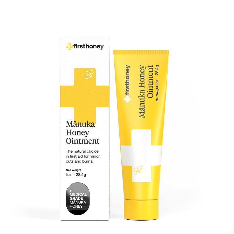 [Australia] - First Honey Wound Healing Ointment [ 1oz - 28.4g ] | 100% Active Leptospermum | Fast Relief & Skin Repair | Manuka Honey from New Zealand | Antibiotic Free Burn Care, Scar Gel, Dressing Aid 1 Ounce (Pack of 1) 