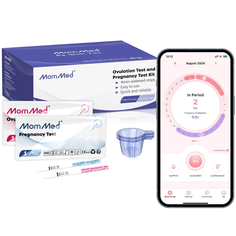 [Australia] - MomMed Ovulation Test Strips, Ovulation and Pregnancy Tests (LH50-HCG20), Includes 50 Ovulation Tests and 20 Pregnancy Tests with 70 Urine Cups, Accurately Track Ovulation and Detect Early Pregnancy 1 Count (Pack of 1) 