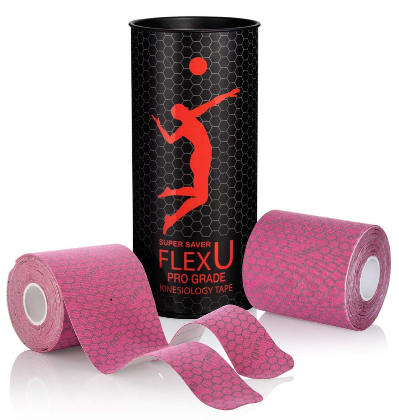 [Australia] - FlexU Kinesiology Tape - 40 Extra-Wide Pre-Cut Y-Shape Strips (3"x10") - Unique Design for Lower Back, Shoulders, Knees, and Neck - Professional-Grade Muscle & Joint Support (Pink) Pink 