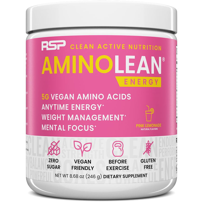 [Australia] - RSP NUTRITION AminoLean Pre Workout Powder, Amino Energy & Weight Management with Vegan BCAA Amino Acids, Natural Caffeine, Preworkout Boost for Men & Women, 30 Serv, Pink Lemonade… 30 Servings (Pack of 1) 