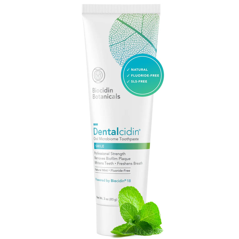 Biocidin Dentalcidin Mint Fluoride Free Whitening Toothpaste, 3 Oz | 18 Botanical Blend, for Sensitive Teeth, Promote a Healthy Oral Microbiome, Plaque Removal & Gum Health, Plant Based Dentalcidin Toothpaste