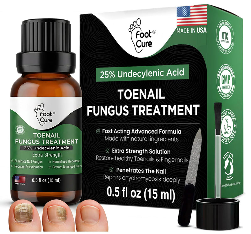 Foot Cure Toenail Fungus Treatment Extra Strength – Athletes Foot Treatment for Toenails, Restorative Nail Repair for Damaged Nails, Toenail Softener with Tea Tree Oil & Oregano Oil - Made in USA 0.5 Fl Oz (Pack of 1)