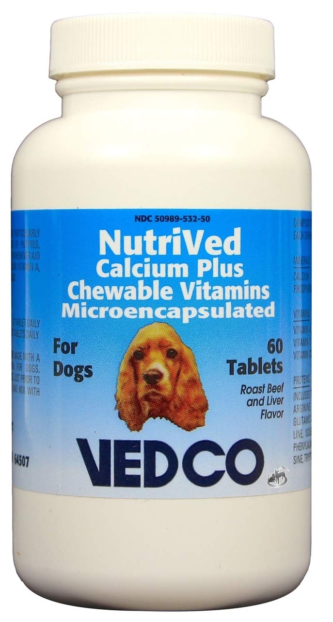 NutriVed Calcium Plus Chewable Tablets for Dogs (60 Count) - PawsPlanet Australia