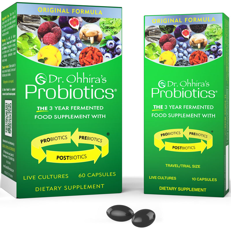 [Australia] - Dr. Ohhira's Probiotics, Original Formula, 60 Caps with Bonus 10 Capsule Travel Pack - 13 Probiotic Strains with Prebiotics and Postbiotics 