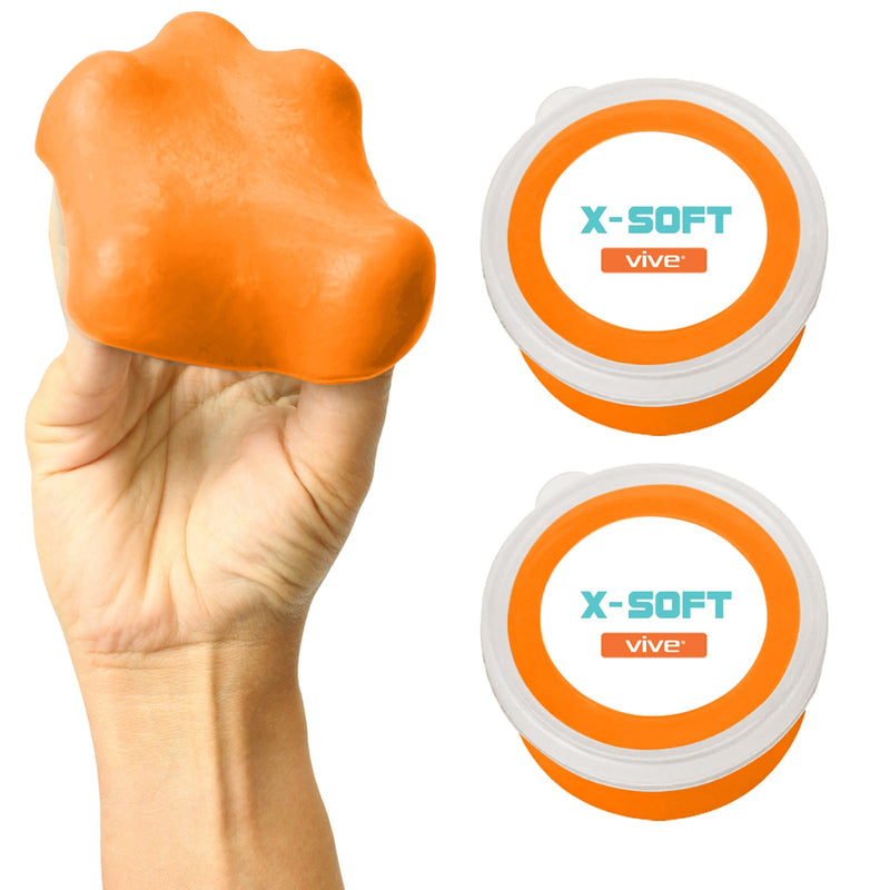 [Australia] - Vive Therapy Putty For Adults, For Hand Therapy (2 Pack) - Occupational Sensory Stress Relief Tools - for Physical Exercise, Finger Pain, Grip Strength, Rehab, Arthritis, Forearms, Fidgeting, Motor Skills X-Soft (Orange) 