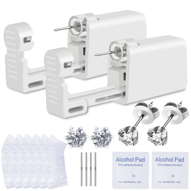 [Australia] - Anzero 16 Pcs Ear Piercing Kit, Disposable Ear Piercing Gun with Cubic Zirconia Stud, at Home Self Ear Piercer Kit (5MM Earrings Stud) 5mm 