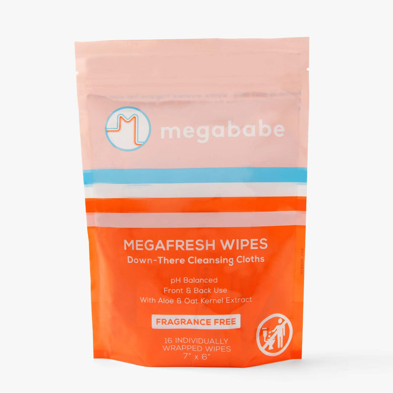 [Australia] - Megababe Megafresh Wipes | Unscented Cleansing Wipes for the Intimate Area | pH Balanced, Front & Back Use | 16 Individually Wrapped Wipes (Pack of 1) 