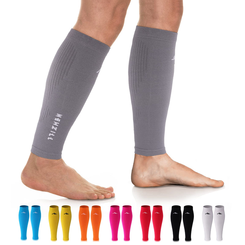 [Australia] - NEWZILL Compression Calf Sleeves (20-30mmHg) for Men & Women Perfect Option to Compression Socks for Running Travel Nursing Solid Grey L/XL (see Size Chart) 
