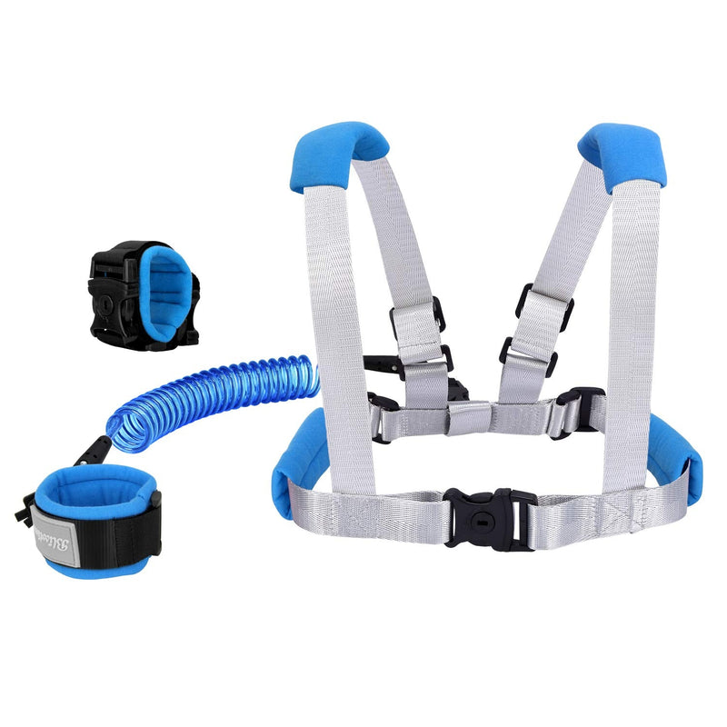 [Australia] - Blisstime 2 in 1 Toddler Leash - Anti Lost Wrist Link for Toddlers - Toddler Harness, Baby Leash, Leash for Toddlers, Wrist Leashes, Child Leashes for Toddlers, Not Easy to Open Without Key blue 