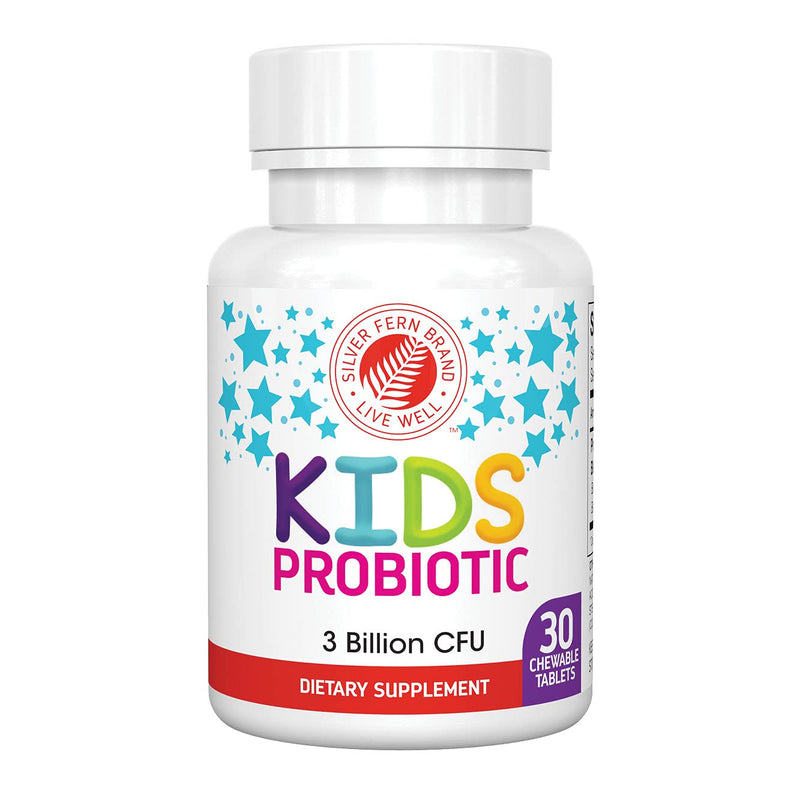 Silver Fern Brand Kids Ultimate Probiotic - 1 Bottle - 30 Chewable Tablets - Sugar & Gluten Free - Children's Dietary Supplement - DNA & Survivability Verified - Digestive & Immune Support 30 Count (Pack of 1)
