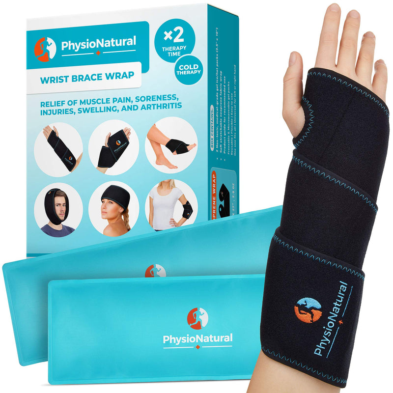 [Australia] - Wrist Ice Pack Wrap - Cold Therapy for Instant Pain Relief and Treatment of Carpal Tunnel, Tendonitis, Injuries, Swelling, Rheumatoid Arthritis, Sprains - Hand Support Brace with Reusable Gel Packs 