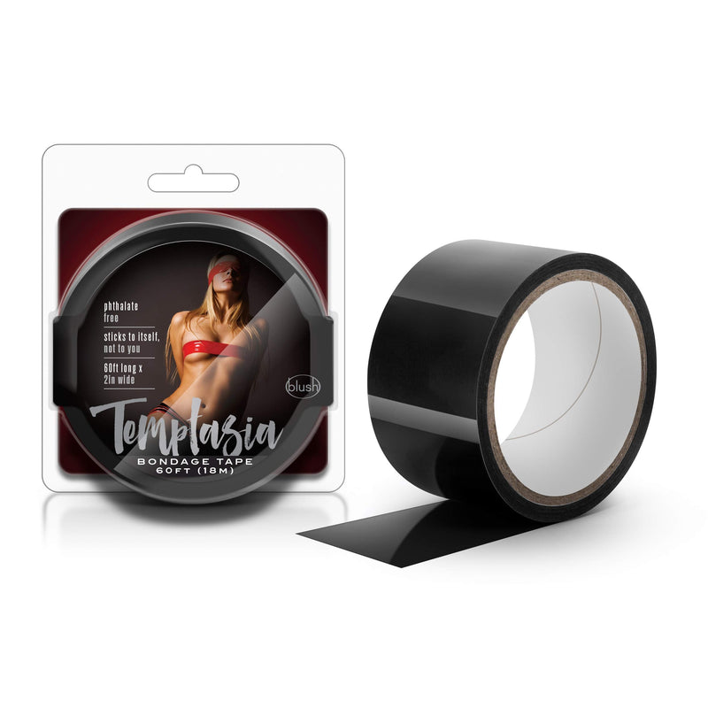 [Australia] - Blush Novelties Temptasia Bondage BDSM Tape 60 Feet of Non-Sticky Bondage Tape for Playful Kinky Fetish Pleasure - Shiny, Versatile, and Multi-Functional for Blindfolds, Binding, and Dressing 