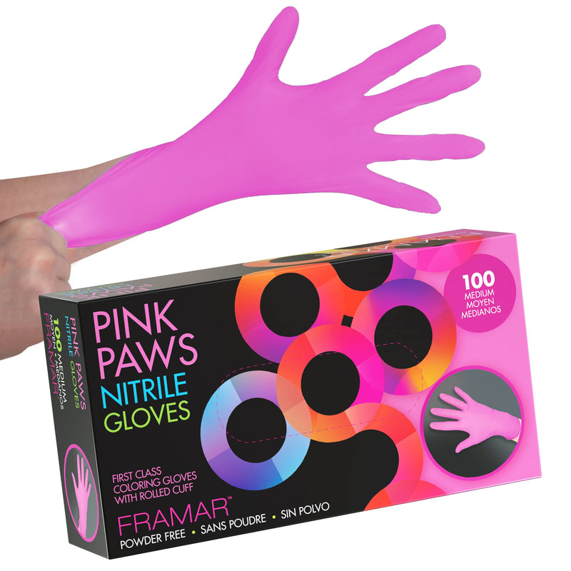 [Australia] - FRAMAR Pink Gloves Disposable Latex Free – Pink Nitrile Gloves Medium, Latex Free Gloves Medium, Plastic Gloves Disposable, Guantes de Nitrilo, Cleaning Gloves Medium, Non Latex Gloves Medium. 