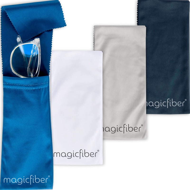 [Australia] - MagicFiber Glasses Case Soft (4-pack) - Sunglasses Pouch - Soft Glasses Pouch - Works as Glasses & Eyeglass Cleaner 