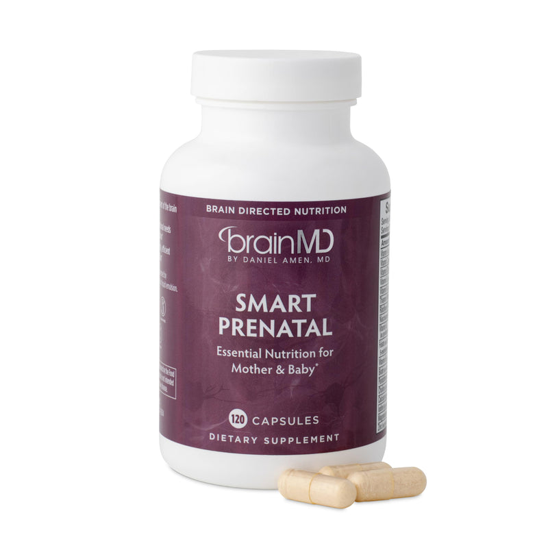 BrainMD Smart Prenatal Multivitamin, 120 Capsules, 30 Servings | Daily dietary supplement for mom and baby, gluten free formula with nutrients for growth and development support