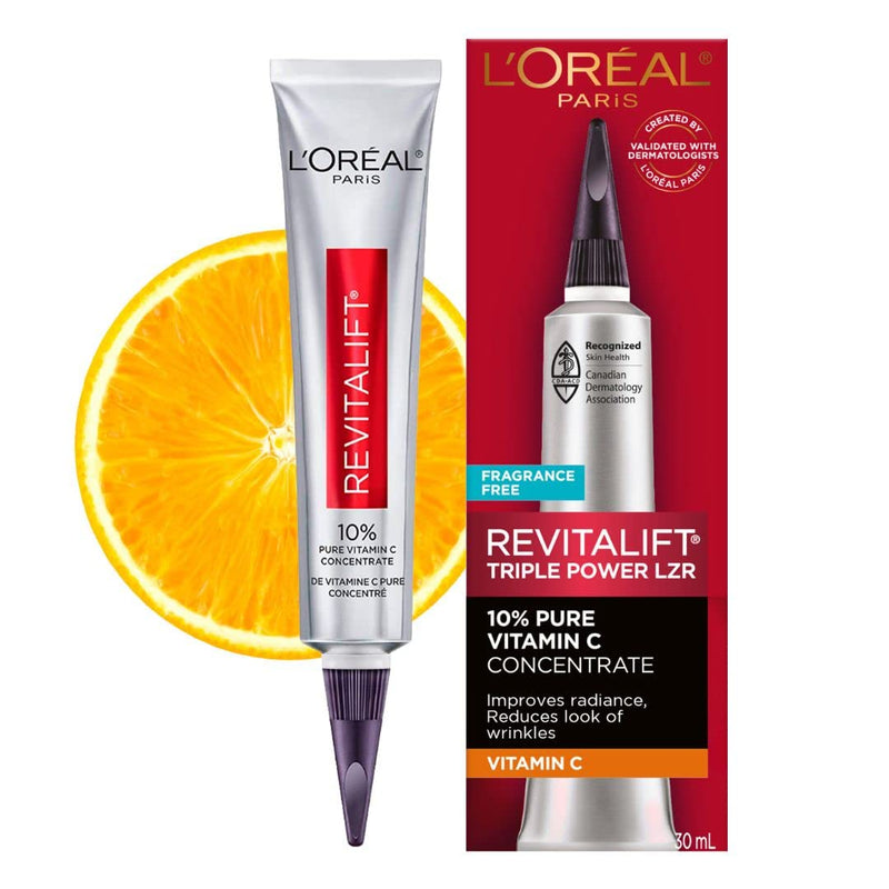 L'Oreal Paris Revitalift 10% Pure Vitamin C Face Serum for Brighter Skin & Reduced Wrinkles, Fragrance Free, 1 0z. 1 Ounce (Pack of 1)