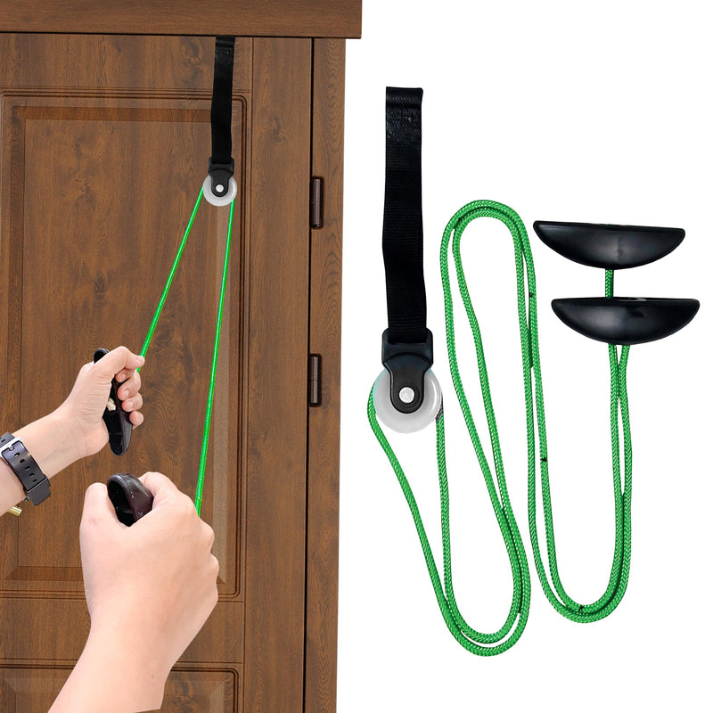 [Australia] - Pulley with Rope and Door Strap, Easy to Use Exercise Equipment for Frozen Shoulder and Hand/Arm Exercise Material Nylon Plastic Colour Green and Black, Smooth Action Pulley 