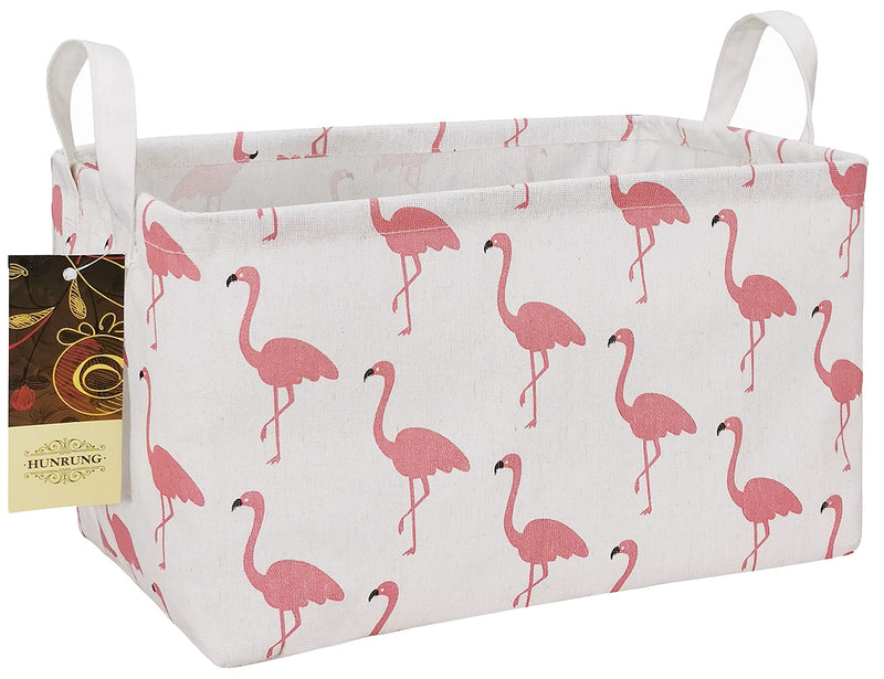 [Australia] - HUNRUNG Rectangle Storage Basket Cute Canvas Organizer Bin for Pet/Children Toys, Books, Clothes Perfect for Rooms/Playroom(Rectangle Flamingo) Rectangle Flamingo 
