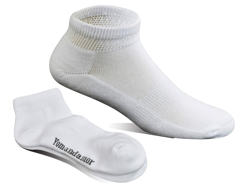 [Australia] - Yomandamor Mens Cotton Diabetic Low Cut Socks with Seamless Toe,5 Pairs 10-13 5 Pairs White 