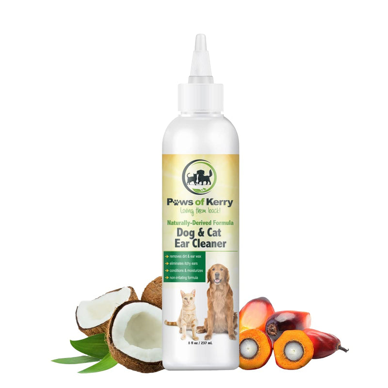Dog Ear Cleaner for Itching, Head Shaking, Odor, Wax and Discharge - Non-Irritating Ear Wash for Dogs & Cats, Natural Ear Drops for Dogs - 8 Ounces - Dog Ear Cleaner Solution - PawsPlanet Australia