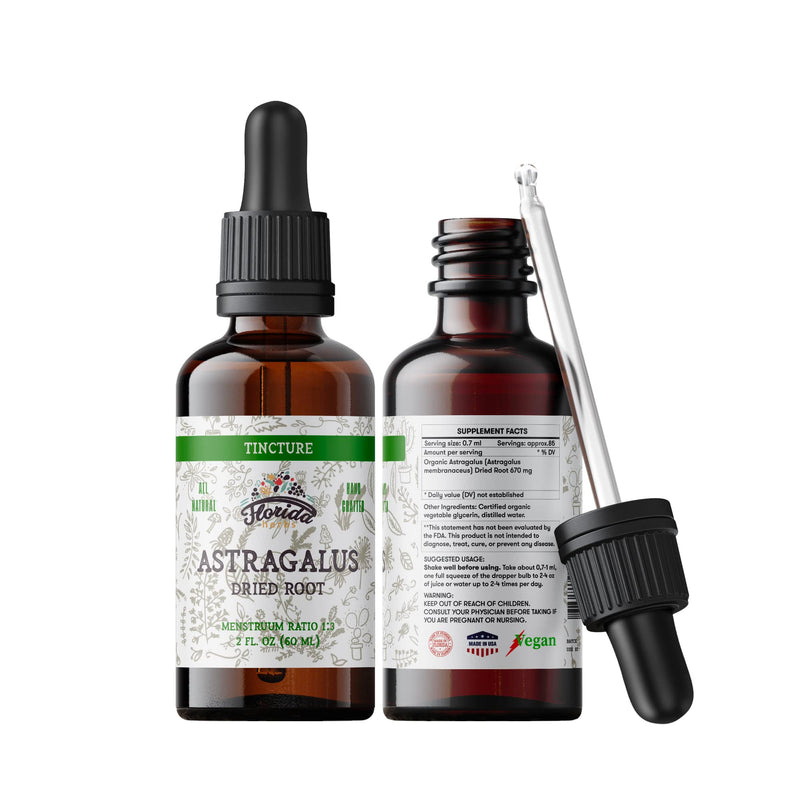[Australia] - Astragalus Tincture, Organic Astragalus Extract (Astragalus membranaceus) Herbal Supplement, Non-GMO in Cold-Pressed Organic Vegetable Glycerin, 700 mg, 2 oz (60 ml) 